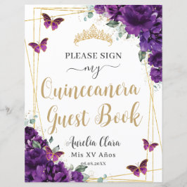 バジェットダークパープルクインズ15誕生日ゲストブック