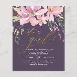 バジェットダークパープル&金ゴールドガールフローラベビーシャワー