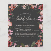 バジェットチャコールピンクブライダルシャワー招待状 (正面)