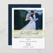 バジェットチープフォトたった今結婚しましたハンドレター引用文 (正面/裏面)