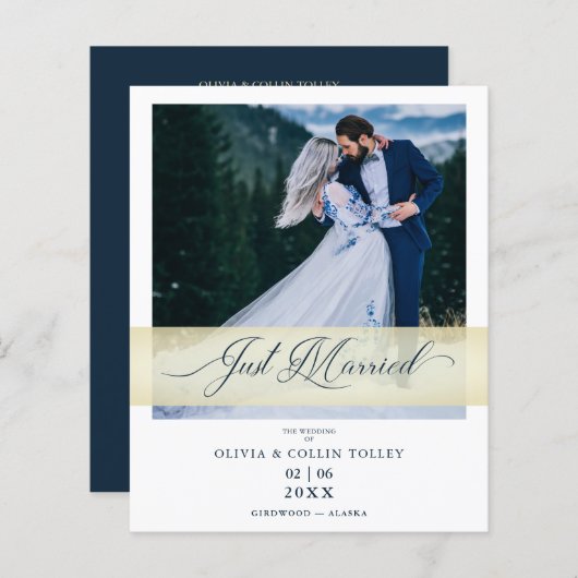 バジェットチープフォトたった今結婚しましたハンドレター引用文 (正面/裏面)