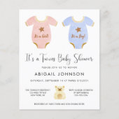 バジェットツインガールボーイベビーシャワー招待状 (正面)
