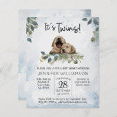 バジェットツインズパピーベイビーシャワー招待状 (正面/裏面)