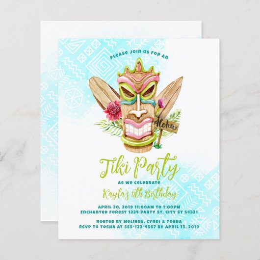 バジェットティキパーティの招待状 (正面/裏面)
