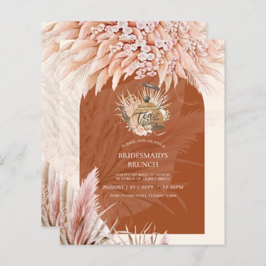 バジェットティーパーティーブライダルシャワーパンパスグラス (正面/裏面)