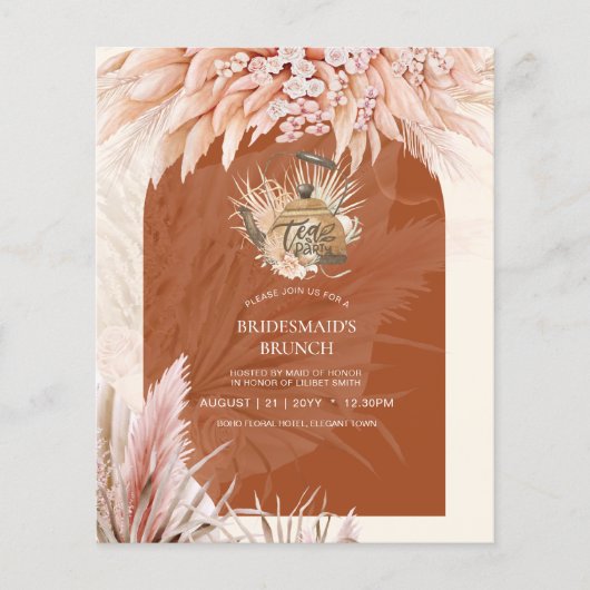 バジェットティーパーティーブライダルシャワーパンパスグラス チラシ (正面)