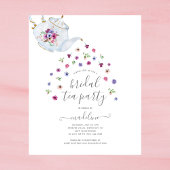 バジェットティーポットフローラブライダルティーパーティの招待状