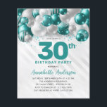 バジェットティール（緑がかった色）グリーンシルバーバルーングリッター誕生日<br><div class="desc">グラムモダンティール（緑がかった色）グリーンシルバーバルーングリッタースパークルアエージ誕生日招待状</div>