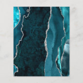 バジェットティール（緑がかった色）ブルーアガテシルバー結婚式招待状 (裏面)