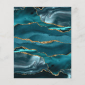 バジェットティール（緑がかった色）ブルー金ゴールドアガテベビーシャワー招待状 (裏面)