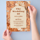 バジェットテラコッタウォーターカラーワイルドフラワー結婚ズ チラシ (手)