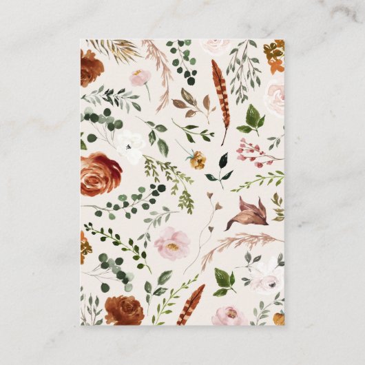 バジェットテラコッタスタグシックなフローラエレガントな結婚式 エンクロージャーカード (裏面)