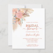 バジェットテラコッタパンパスブライダルシャワー招待 (正面)