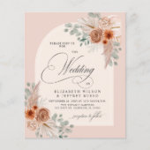 バジェットテラコッタパンパス結婚式招待状 (正面)