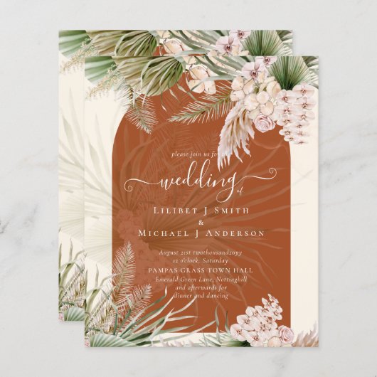 バジェットテラコッタピーチパンパスグラス結婚ズ (正面/裏面)