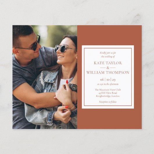 バジェットテラコッタフォト結婚式招待状 (正面)