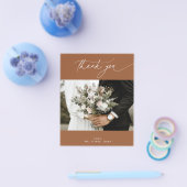 バジェットテラコッタフォールウェディングフォトサンキューカード チラシ (シングル)