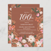 バジェットテラコッタフローラ100th誕生日招待状 (正面/裏面)