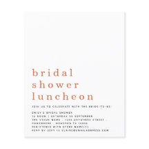 バジェットテラコッタブライダルシャワールンチョン招待状