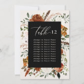 バジェットテラコッタブラックテーブルのシーティングプラン 招待状 (裏面)