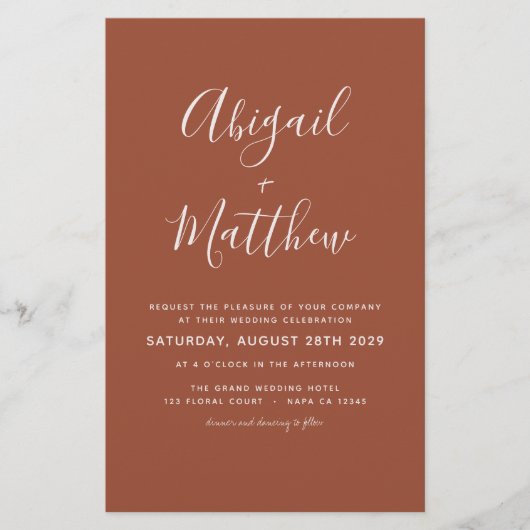 バジェットテラコッタボホシンプル結婚式招待状 チラシ (正面)