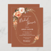 バジェットテラコッタボホフローラブライダルシャワー招待状 (正面/裏面)
