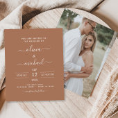バジェットテラコッタボホ結婚のモダン招待状