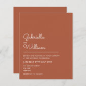 バジェットテラコッタミニマル結婚式招待状 (正面/裏面)