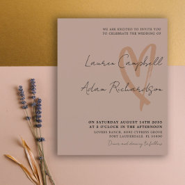 バジェットテラコッタモダンハート結婚式招待状