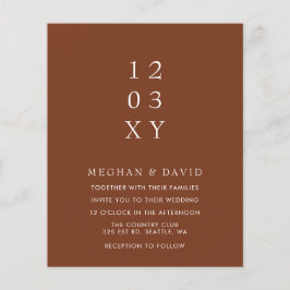 バジェットテラコッタモダン結婚式招待状