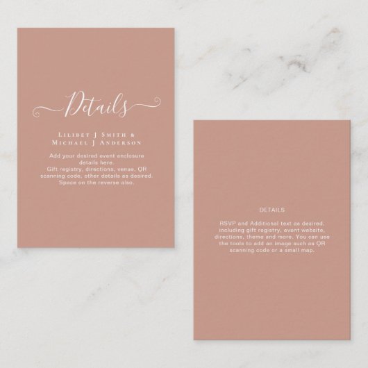 バジェットテラコッタモノクロ結婚ズ エンクロージャーカード (正面/裏面)