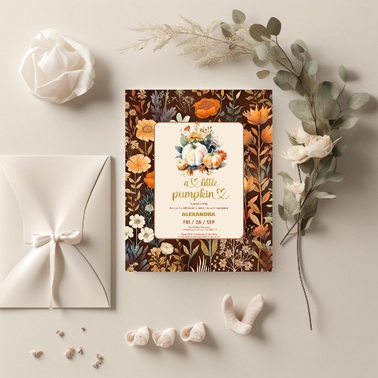 バジェットテラコッタリトルカボチャ秋ベビーシャワー チラシ