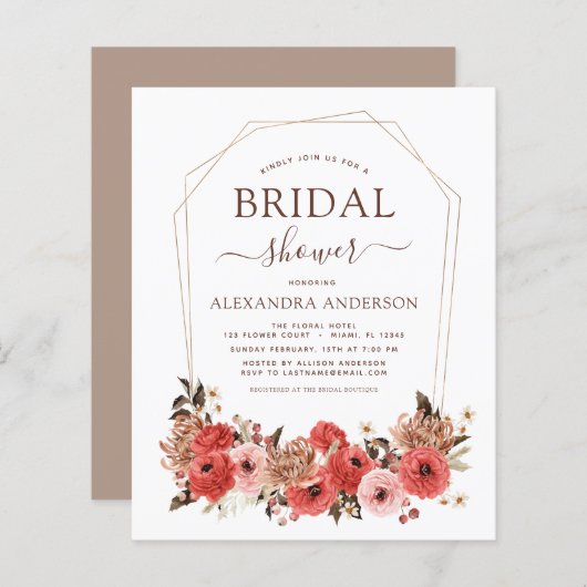 バジェットテラコッタ秋ブライダルシャワーフローラ (正面/裏面)