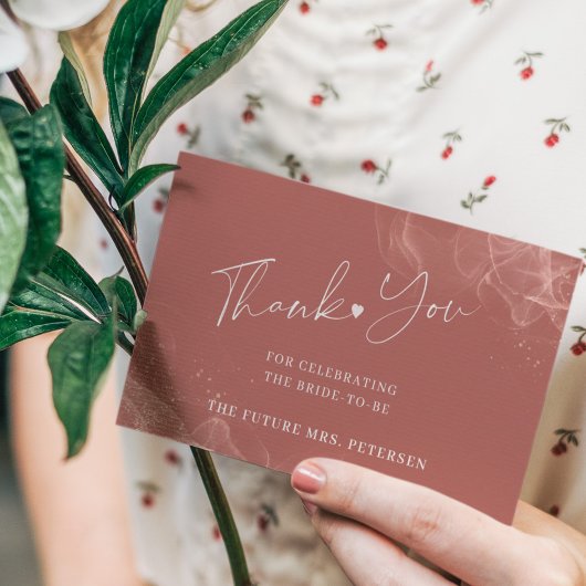 バジェットテラコッタ赤面感謝していブライダルシャワーユー ノートカード