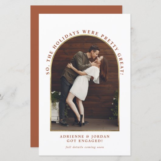 バジェットテラコッタ金ゴールドアーチフォト婚約 (正面/裏面)