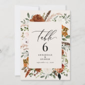 バジェットテラコッタ、クリームテーブル番号シックエレガント 招待状 (正面)