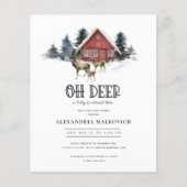 バジェットディアテーマのウッドランドベビーシャワー招待状 (正面)