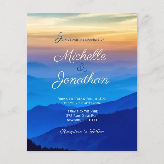 バジェットデスティネーションウェディングサンセット招待状 (正面)