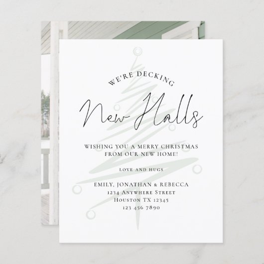 バジェットデッキ新しいホールツリーの色合いクリスマスカード (正面/裏面)