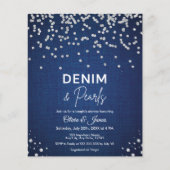 バジェットデニムとパールズカップルのシャワー招待状 (正面)