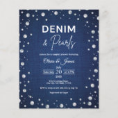バジェットデニムとパールズカップルのシャワー招待状 (正面)