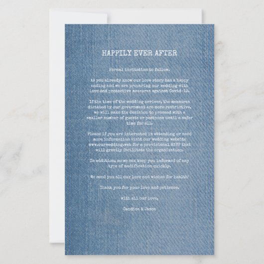 バジェットデニムテクスチャトレンディーロマ婚約したンチックフォト (裏面)