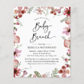 バジェットデリケートピンクフローラベビーブランチ招待状 (正面)