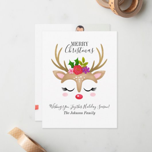 バジェットトナリーホリデーフォトクリスマスカード ノートカード (正面/裏面インサイチュ)