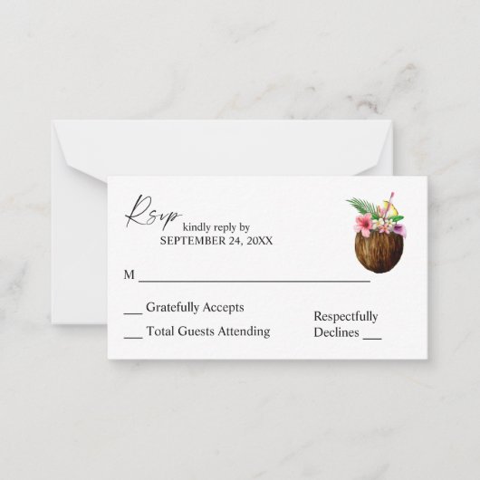 バジェットトロピカハワイアンココナッツ2SM食事なしRSVP ノートカード (正面)