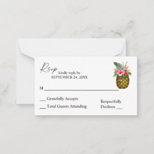 バジェットトロピカハワイアンパイナップル2SMいいえ食事RSVP ノートカード