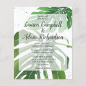 バジェットトロピカルウォーターカラー結婚式招待状 (正面)