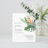 バジェットトロピカルグリーンリーフラワー結婚式招待状 (スタンド正面)