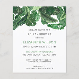 バジェットトロピカルグリーンリーブライダルシャワー招待