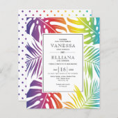 バジェットトロピカルゲイレズビアン結婚式招待状 (正面/裏面)